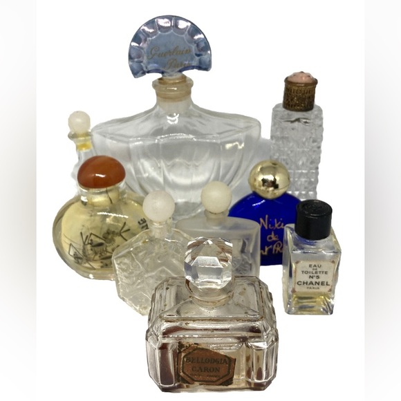 chanel Other - Lot 9 EMPTY vintage mini glass perfume bottles Chanel no.5 Guerlaine Paris etc